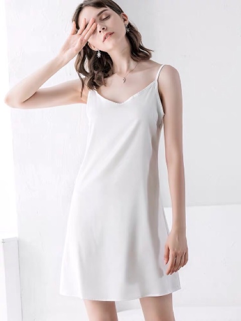 Đầm 2 dây lụa [ QC CAO CẤP] mịn mát dễ thương