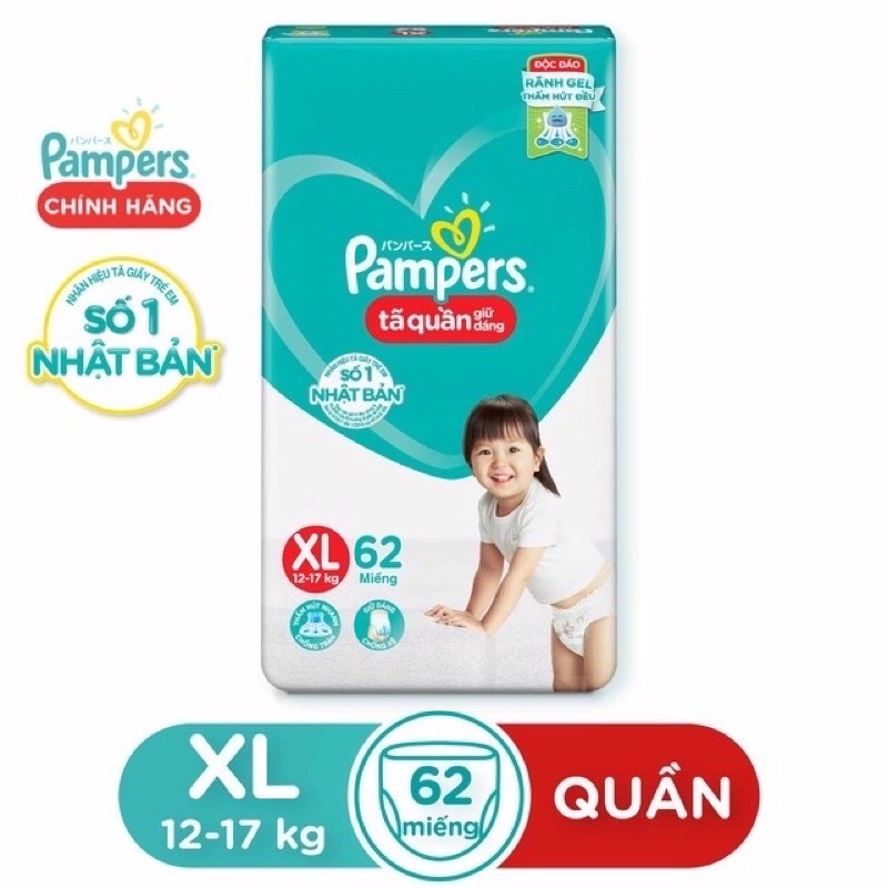 [Hà Nội] Bỉm Pamper Quần giữ dáng mới Size M74/ L68/ Xl62/ XXL56 Miếng.