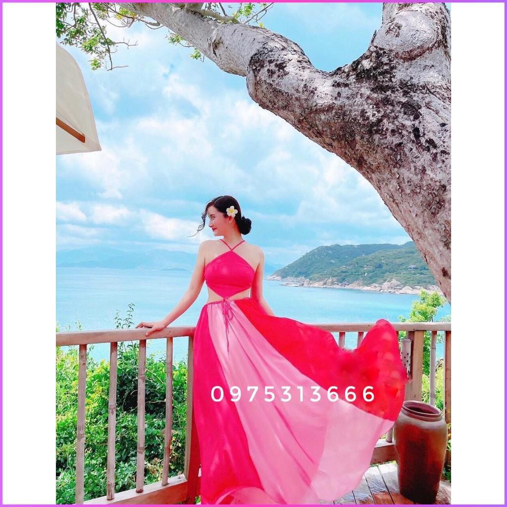 Đầm Maxi, Váy Maxi Đi Biển V90, Chất Lụa Chiffon, Mềm Mát, Phối Màu Đẹp Ngất Ngây, Siêu Phẩm Của Tín Đồ Sống Ảo