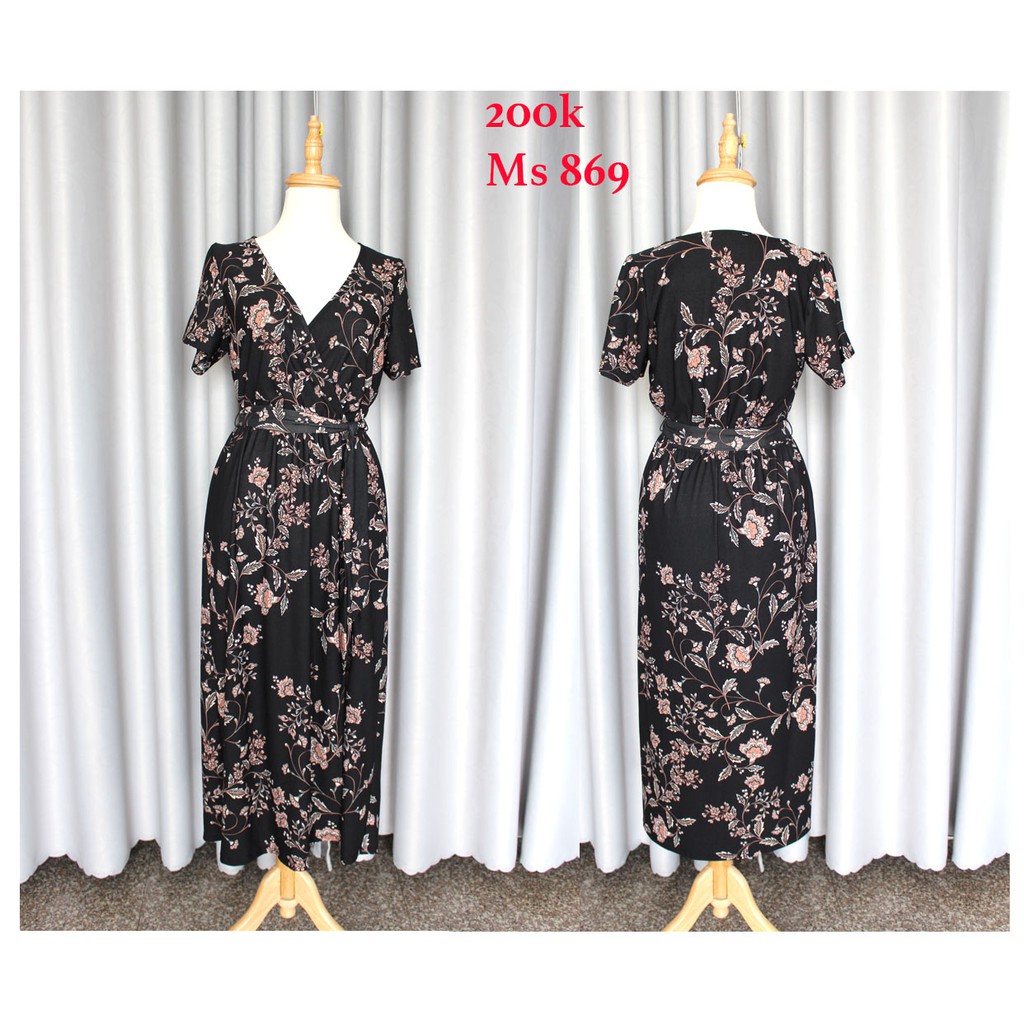 Đầm maxi hoa cột eo