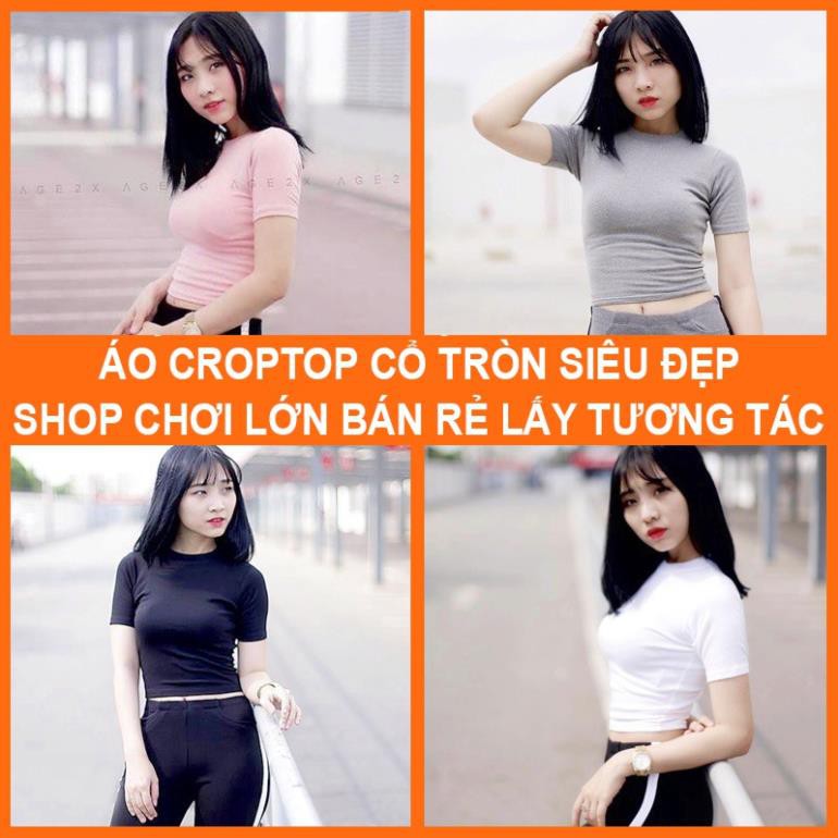 Áo thun croptop nữ MADELA cổ tròn dáng ôm tay ngắn , croptop nữ cổ tròn tay ngắn vải co giãn 4 chiều | BigBuy360 - bigbuy360.vn