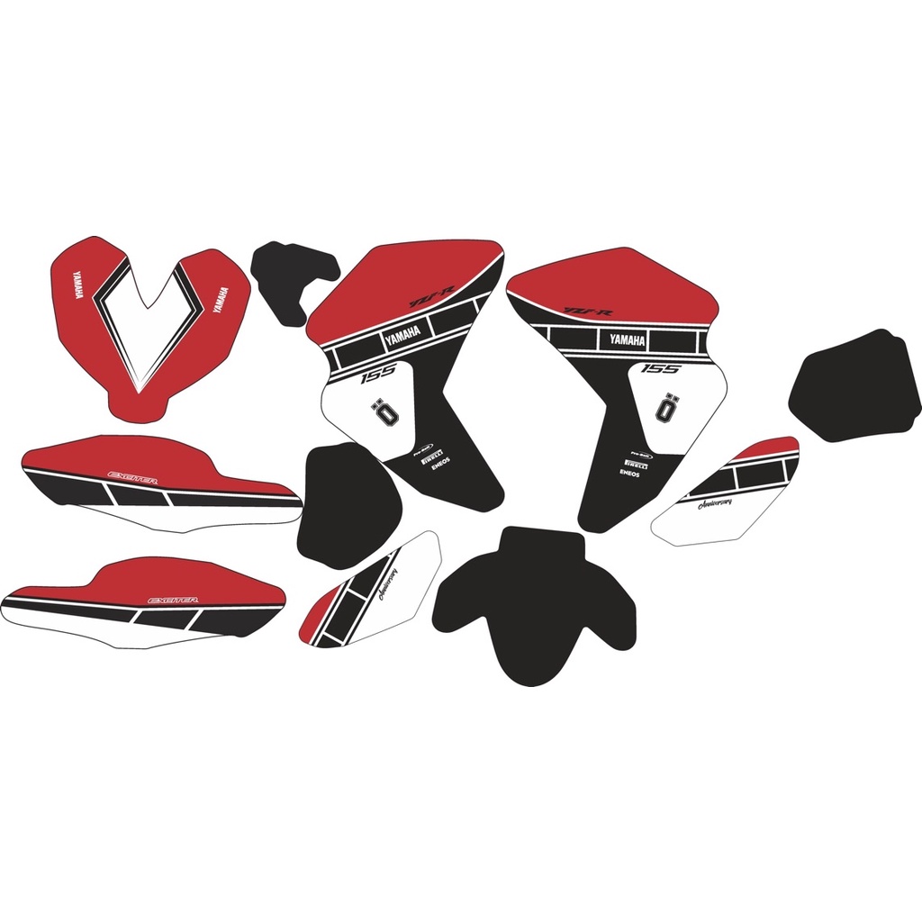 Tem trùm xe Ex 155 trắng đỏ đen ohlins, độ team trùm decal xe máy exciter dán đời 2021