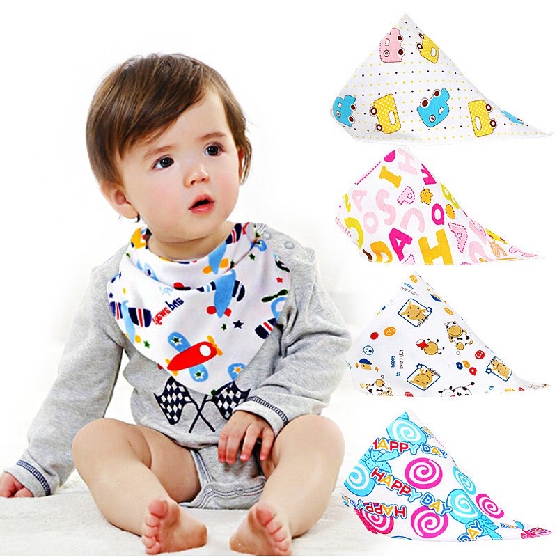 Set 5 yếm nỉ xốp tam giác - quàng cổ - thấm dãi cho bé trai bé gái
