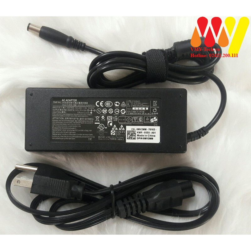 Sạc laptop Dell 19.5V 4.62A Chân Kim To - 3542 3543 3521 3757 7537 5447 5448 5547 5548 3330 Adapter Tặng kèm dây nguồn