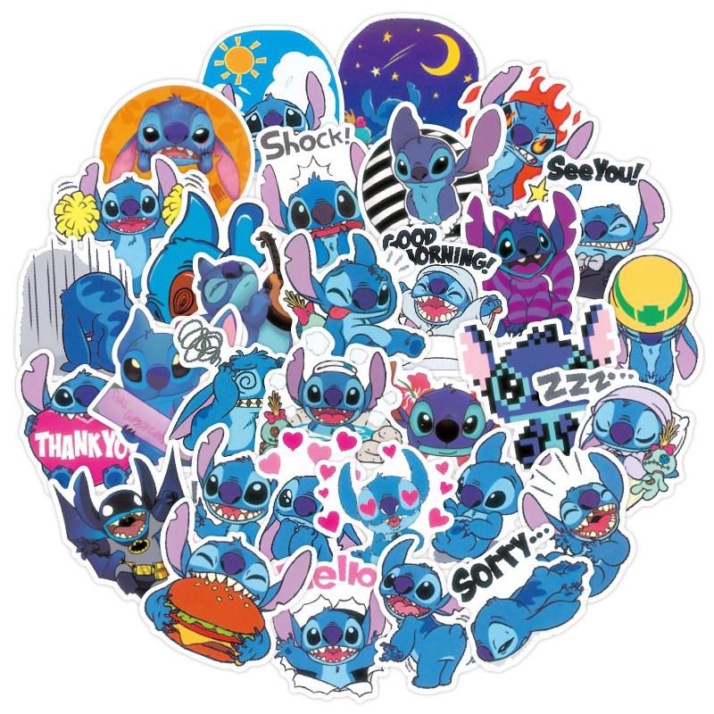 Set 100 miếng sticker hoạt hình Stitch dán trang trí đáng yêu