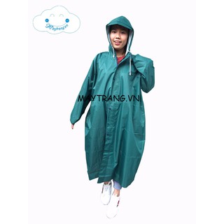 Áo mưa măng tô nữ thời trang màu xanh lá