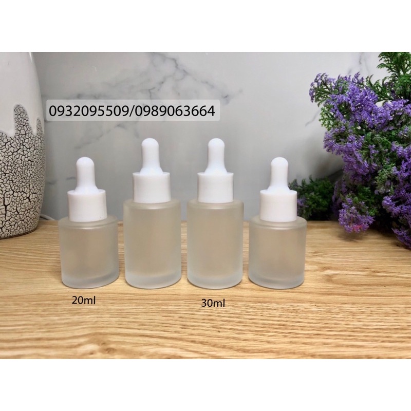 Chai lọ thủy tinh 20ml 30ml 50ml mờ vai ngang đựng serum mỹ phẩm ,...