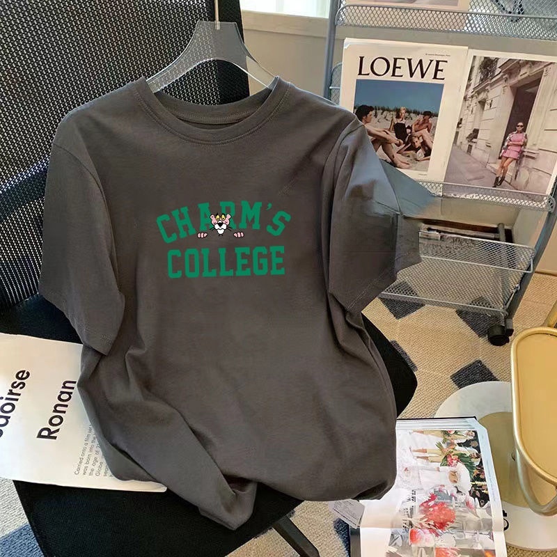 Áo Thun Tay Ngắn In Chữ Dễ Thương Thời Trang Mùa Hè Cho Nữ