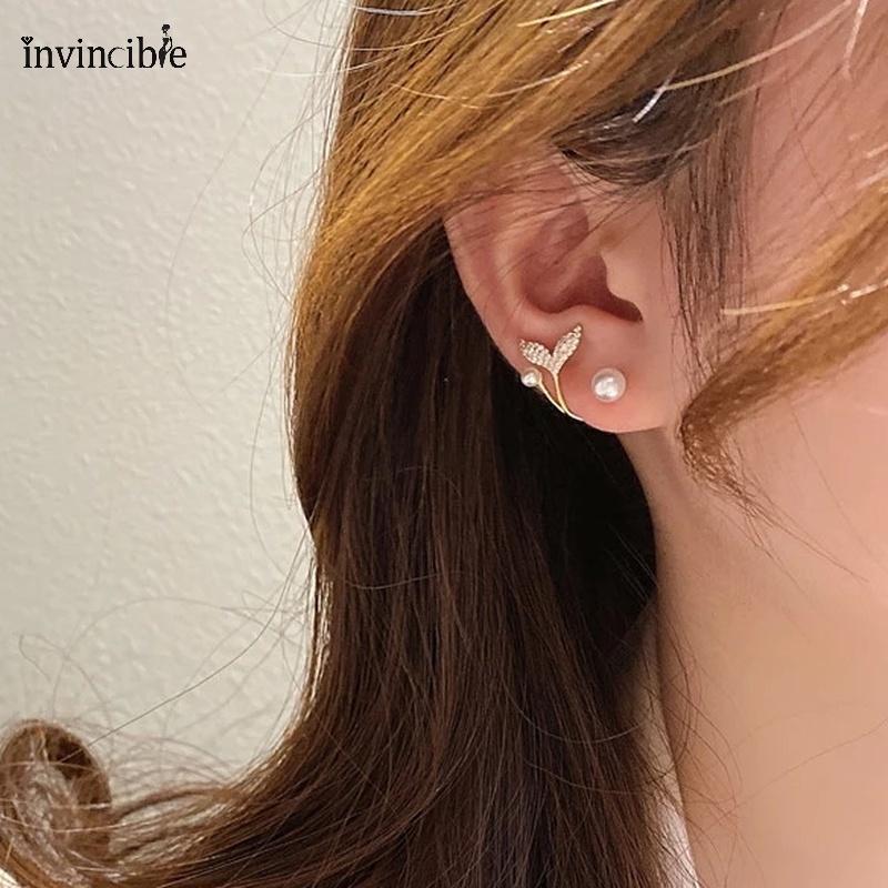 1 Đôi Bông Tai Ngọc Trai Kiểu Bất Đối Xứng Thời Trang Thanh Lịch Cho Nữ