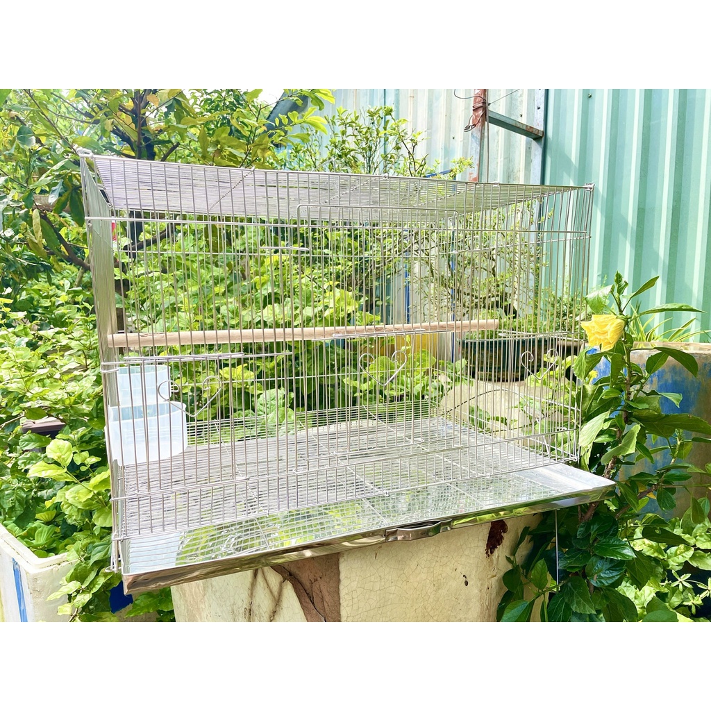 🦜🦜Lồng Chim Size Đại INOX Nuôi Yểng-Yến Phụng-Vẹt-Sóc ( tặng cầu đứng , máng ăn , khay hứng phân)🦜🦜