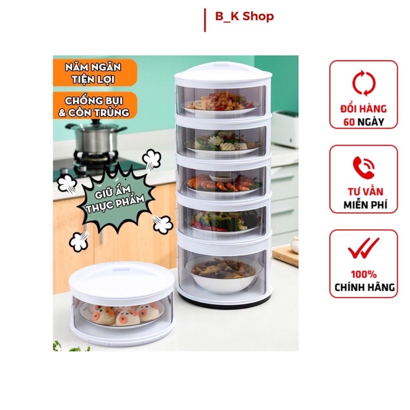 Lồng bàn 5 TẦNG, hộp đựng thức ăn GIỮ NHIỆT CHỐNG BỤI , CHỐNG CÔN TRÙNG ĐA NĂNG TIỆN DỤNG