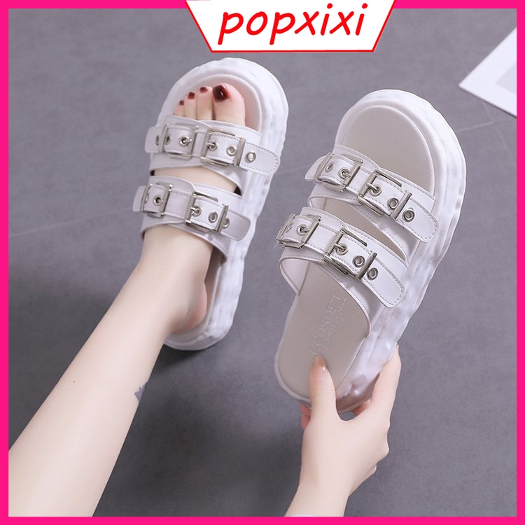 Dép Quai Ngang Đế Dày Phẳng Phong Cách Hàn Quốc Thời Trang Mùa Hè Cho Nữ