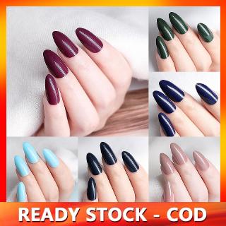 Bộ 24 móng tay giả màu lì kèm keo phong cách sành điệu