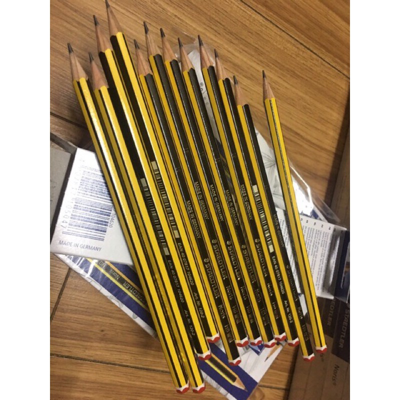 Bút chì Đức sọc vàng đen Staedler HB 2B hàng chính hãng