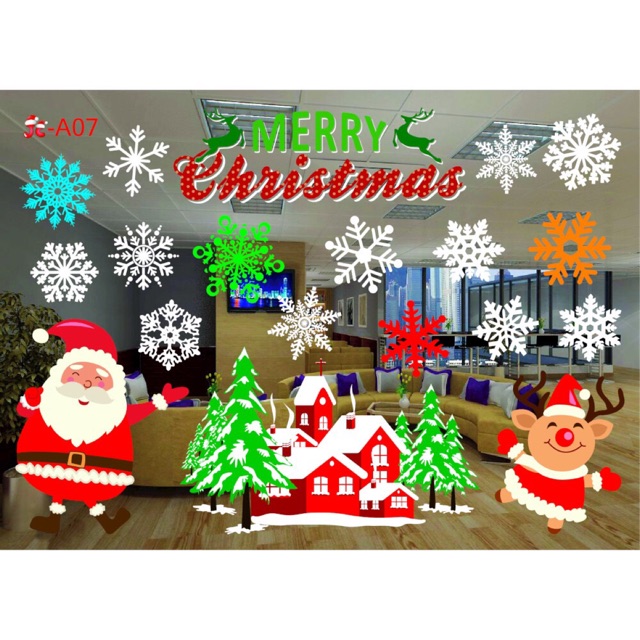 Decal dán tường Noel Hít Tĩnh Điện Không Dơ Kính -
