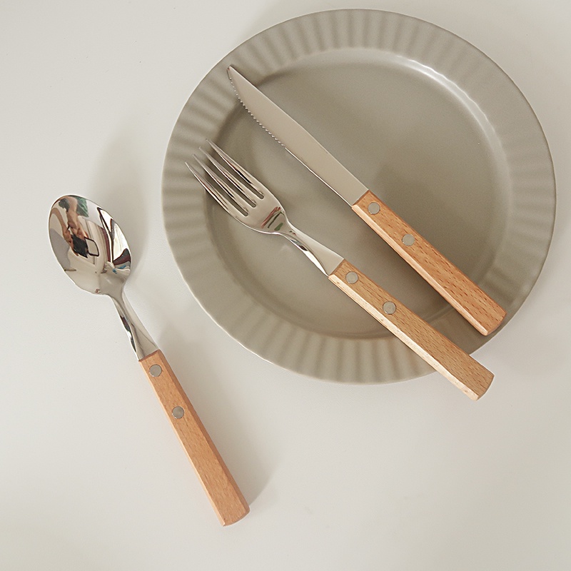 Bộ Dao Kéo Ba Chi Tiết Bằng Gỗ Kiểu Nhật Bản và Hàn Quốc - Bộ Dụng Cụ Dành Cho Đồ Ăn Phương Tây