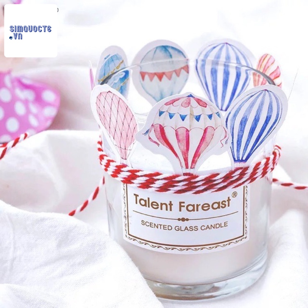 Hộp 45 miếng sticker dán hình khinh khí cầu màu hồng Box Sticker ST382