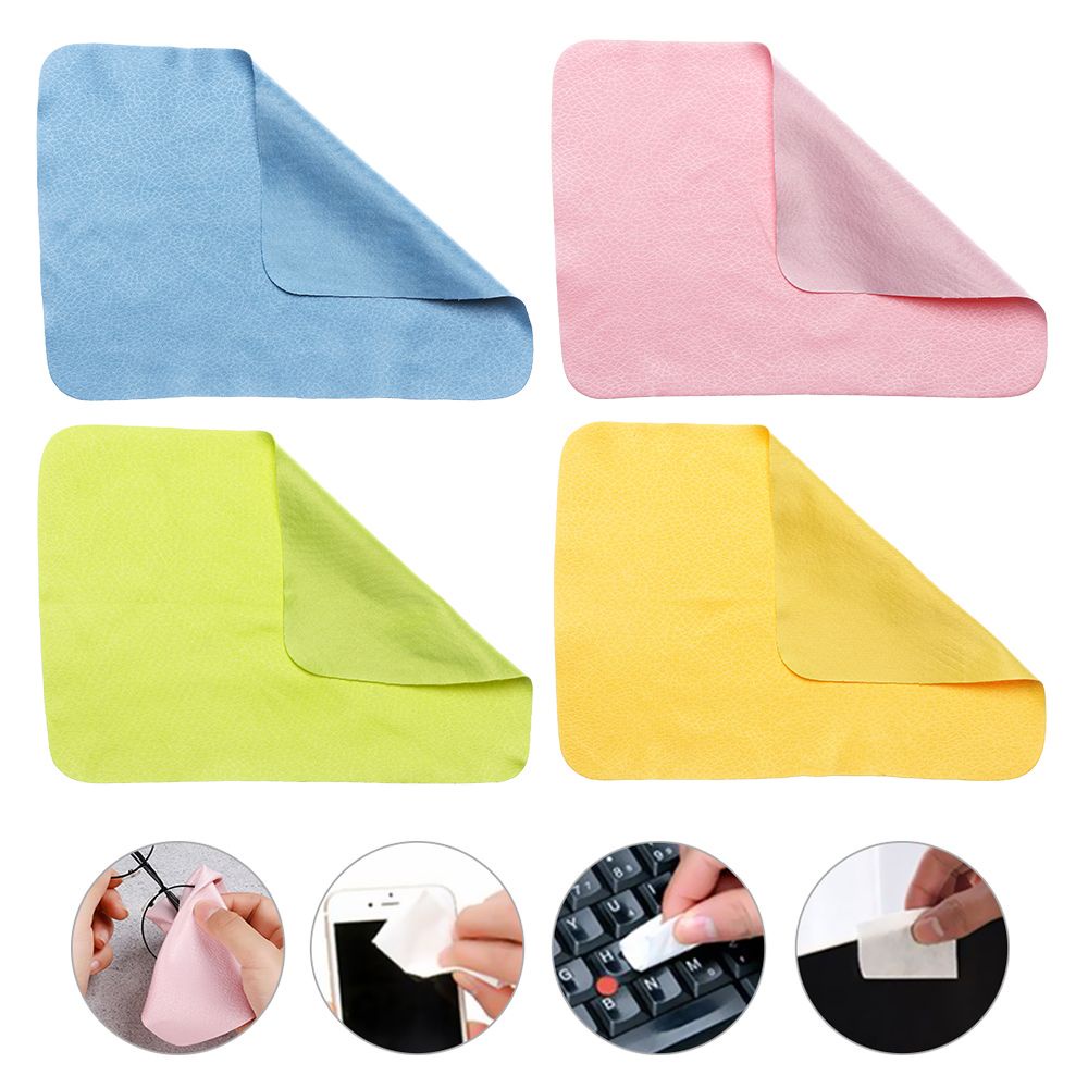Set 4 khăn lau mắt kính/ màn hình điện thoại bằng sợi microfiber màu sắc ngẫu nhiên chất lượng cao