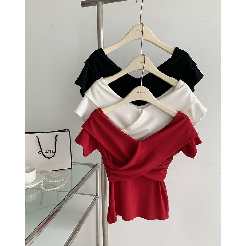 Áo Thun Trễ Vai Ngắn Tay Thời Trang Mùa Hè Dành Cho Nữ