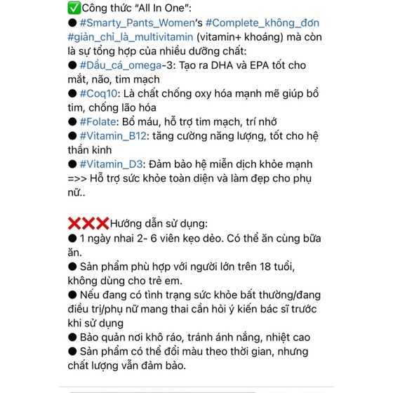 Kẹo dẻo Smarly Mỹ bổ sung 31 vitamin cho phụ nữ  240 viên