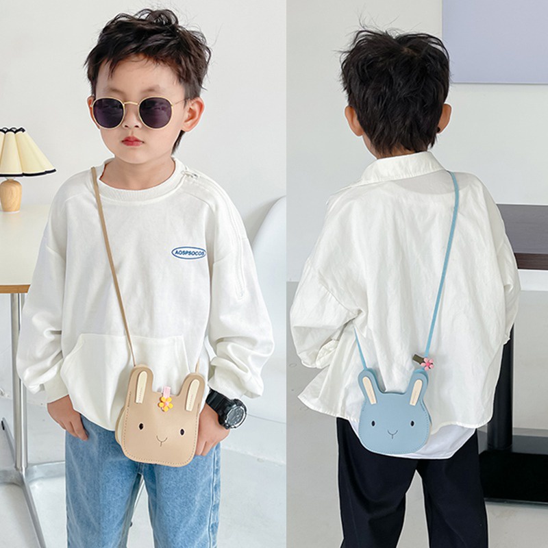 Túi Đeo Chéo Mini Hình Tai Thỏ Dễ Thương Phong Cách Phương Tây Cho Bé