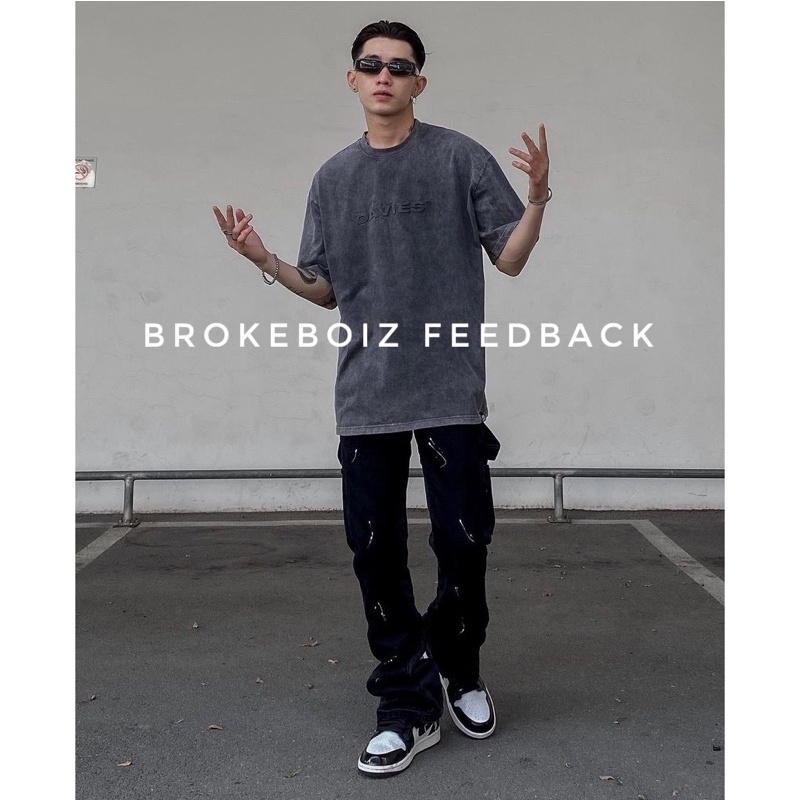 Quần ống loe xả lai vảy sơn màu đen Gallerydept vibe Brokeboiz phong cách Rockboiz