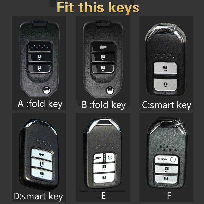 Hộp đựng chìa khóa bằng da bò Honda cho Honda HRV JAZZ BRV CRV City ACCORD CIVIC Ô tô từ xa không cần chìa khóa thông minh Chìa khóa bằng da Bảo vệ Hộp đựng vỏ với móc khóa MIỄN PHÍ
