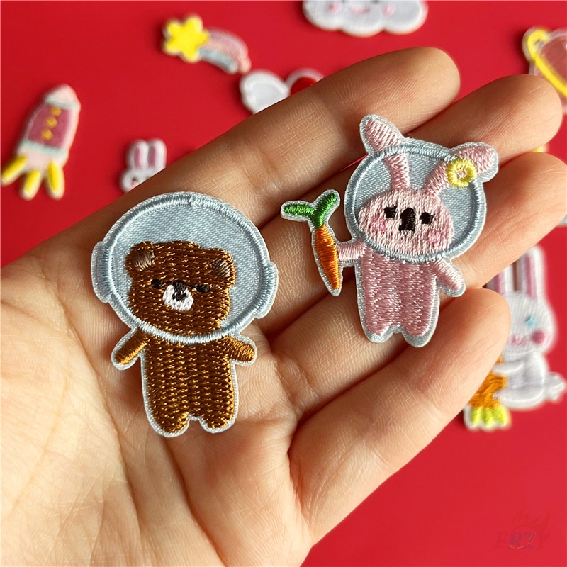 ♥ Miếng Dán Tự Dính Hình Hành Tinh Thỏ / Mặt Trăng / Ngôi Sao / Tên Lửa / Trái Tim Ngọt Ngào ♥ 1 Miếng Dán Ủi Quần Áo Hình Huy Hiệu