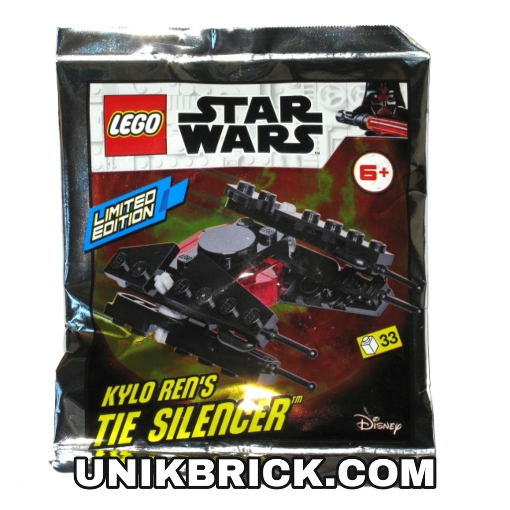 Lego UNIK BRICK Star Wars 911954 Kylo Ren's TIE Silencer Foil Pack Polybag Túi máy bay đen chính hãng như hình