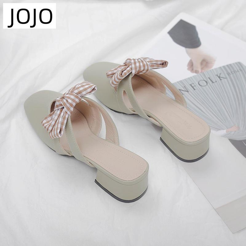 Dép mũi vuông thời trang Retro xinh xắn cho nữ