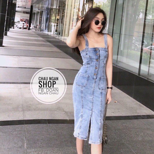 Đầm jean 2 dây sang chảnh