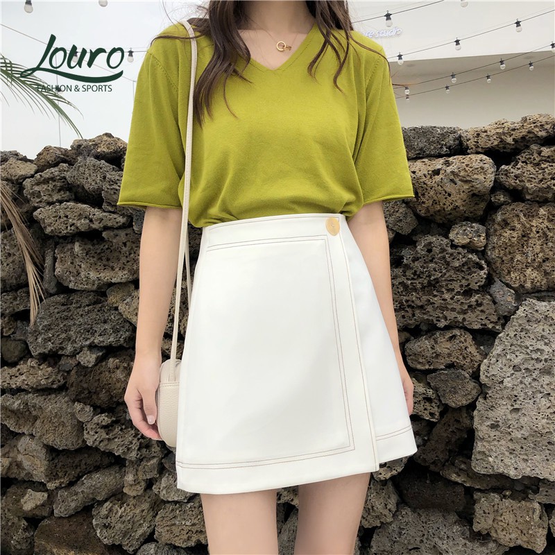 Váy công sở chữ A Louro L803, kiểu váy công sở dáng ngắn, vạt lệch phá cách | BigBuy360 - bigbuy360.vn