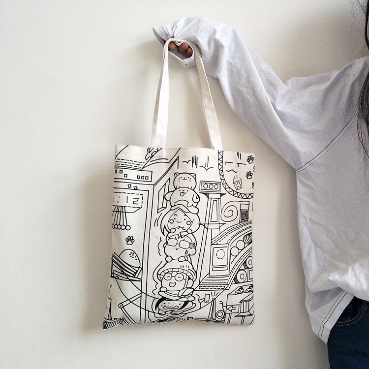 Túi vải, túi tote đựng đồ in hình hoa văn phong cách Nhật Bản