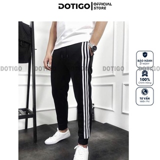 Quần jogger nỉ nam nữ thể thao quần nỉ 3 sọc thu đông dotigo qn01