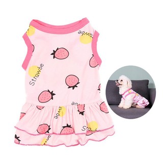áo đầm thun dâu và cherry dành cho chó mèo