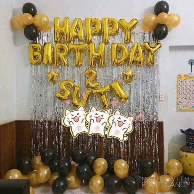 SET2 RÈM KIM TUYẾN 2M CHỮ HAPPYBIRTHDAY VÀ 50 BÓNG NHŨ BƠM KEO
