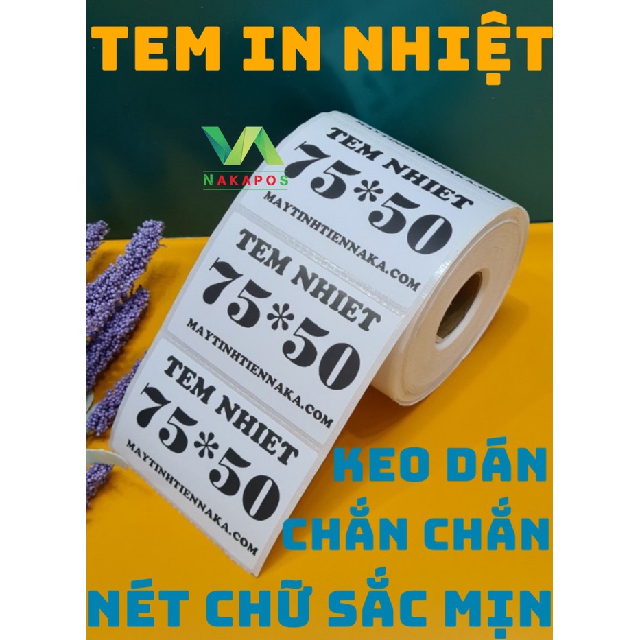 Decal nhiệt in tem nhãn 75x50 mm, cuộn 30m