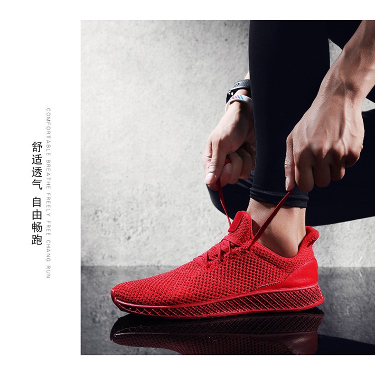 Sneakers nam | Giày thể thao nam - Vải lưới công nghệ dệt kim tạo hình 3D - 3 màu đen, ghi, đỏ - Mã SP: K17