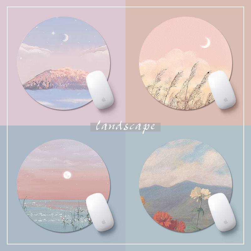 Đệm Lót Chuột Máy Tính Hình Tròn Dày Dặn Chống Bẩn Kiểu Hoạt Hình Dễ Thương