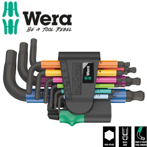 Bộ khóa lục giác ngắn nhiều màu sắc Wera 950/9 Hex-Plus Multicolour 2 hệ mét Wera 05133164001