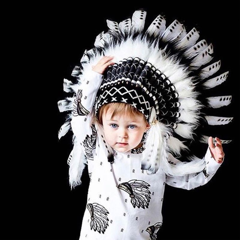 Mũ Lông Vũ Hóa Trang Halloween Phong Cách Ấn Độ Cho Bé