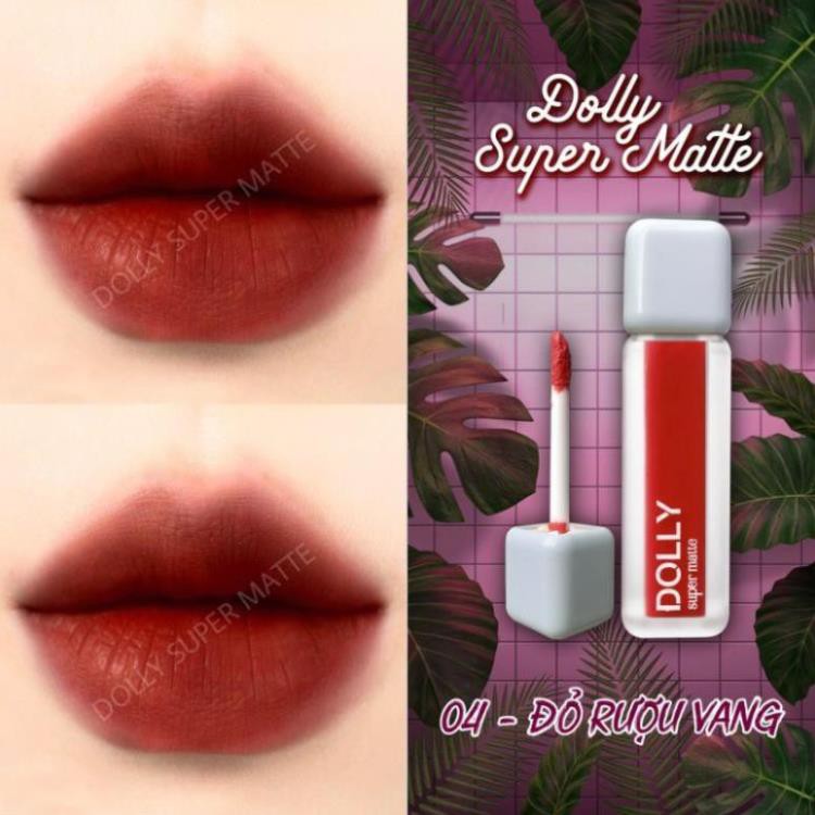 Son DOLLY SUPER MATTE - Mua 1 tặng 1- hot trend 2021  màu đỏ r.ượu vang quyến rũ siêu lỳ không chì an toàn cho mẹ bầu | BigBuy360 - bigbuy360.vn