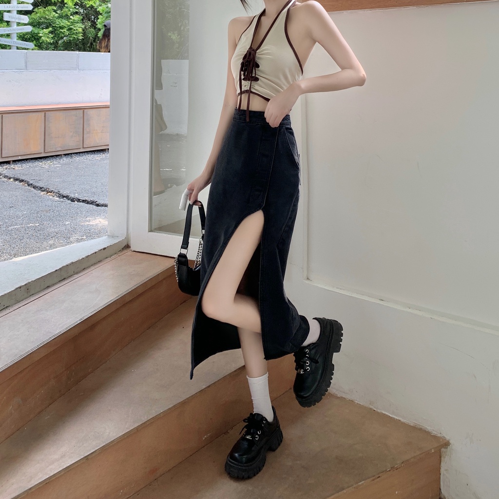 Chân Váy Jean Lưng Cao Plus Size Cho Nữ