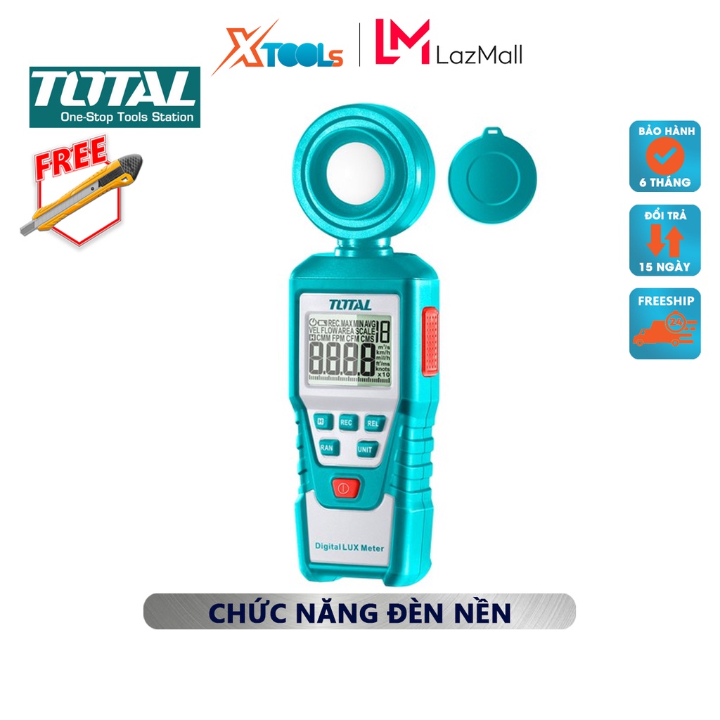 Máy đo độ ồn kỹ thuật số TOTAL TETSL01 thiết bị đo độ ồn Phạm vi đo 30-130dB, Độ ồn 50dB, chức năng đèn nền, báo pin thấ