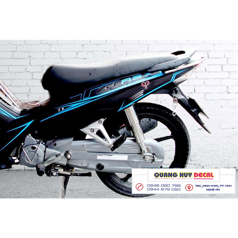 Tem trùm xe wave RSX đen chỉ xanh - Độ dán team trùm decal xe máy wave RSX đen chỉ xanh - Team trùm decal xe máy wave rẻ
