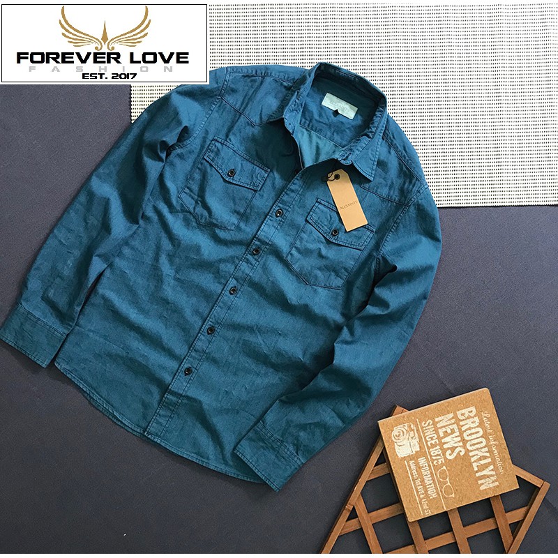 Áo sơ mi denim nam tay dài phối túi cao cấp - SB167 | BigBuy360 - bigbuy360.vn