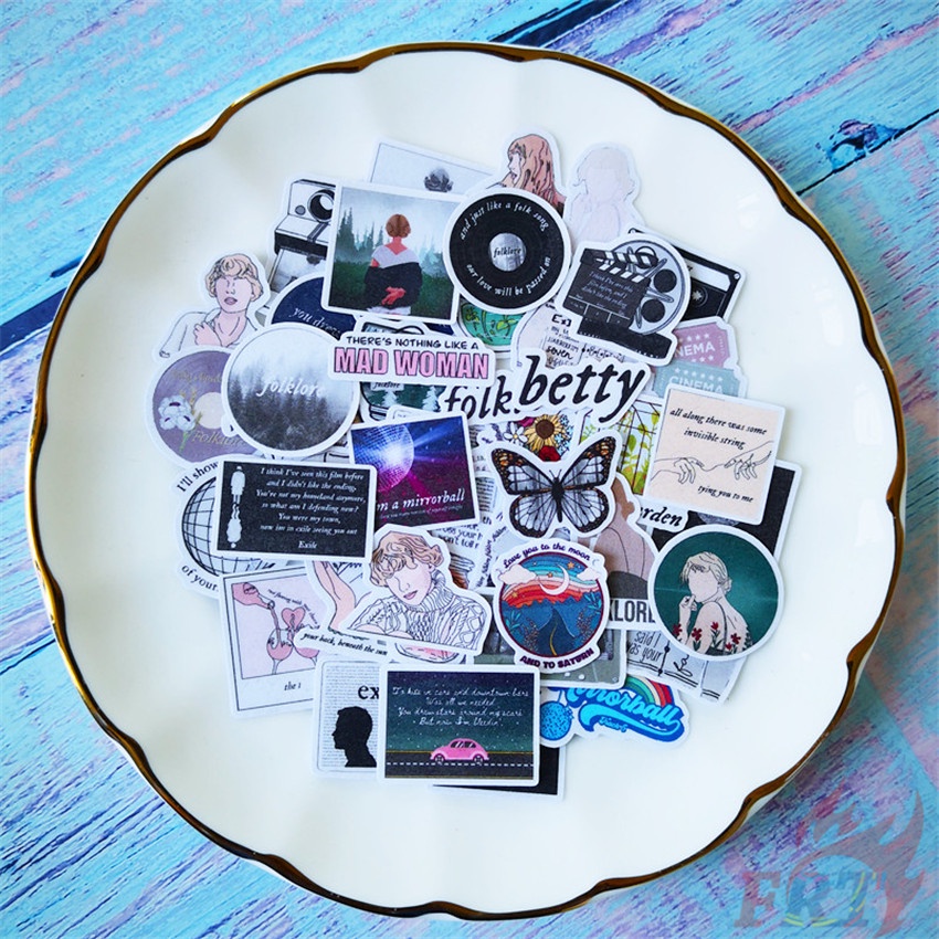 ★★★ Taylor Swift ♪ Music Album Folklore Q-1 Mini Diary Manual Stickers ★★★ 40Pcs/Set DIY Fashion Scrapbooks Album Decor Decals Stickers