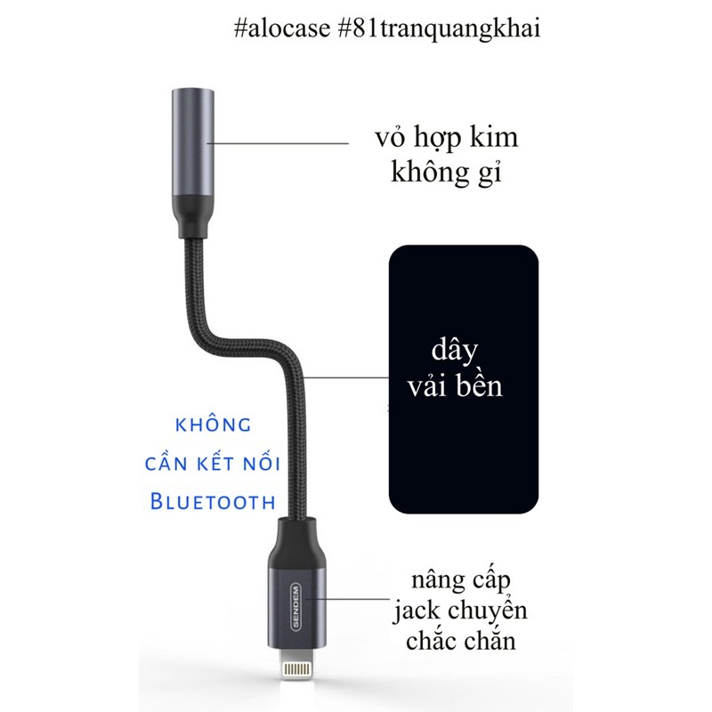 đầu chuyển tai nghe Sendem lightning to jack 3,5mm