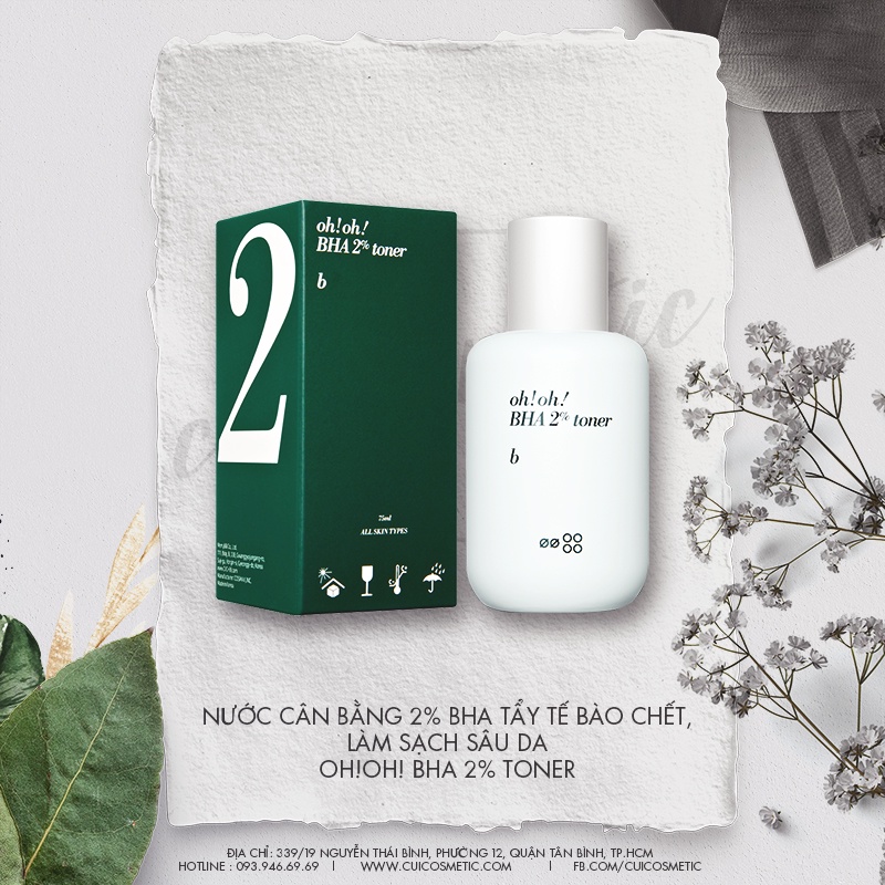 Nước Cân Bằng 2% BHA Tẩy Tế Bào Chết, Làm Sạch Sâu Da oh!oh! BHA 2% toner