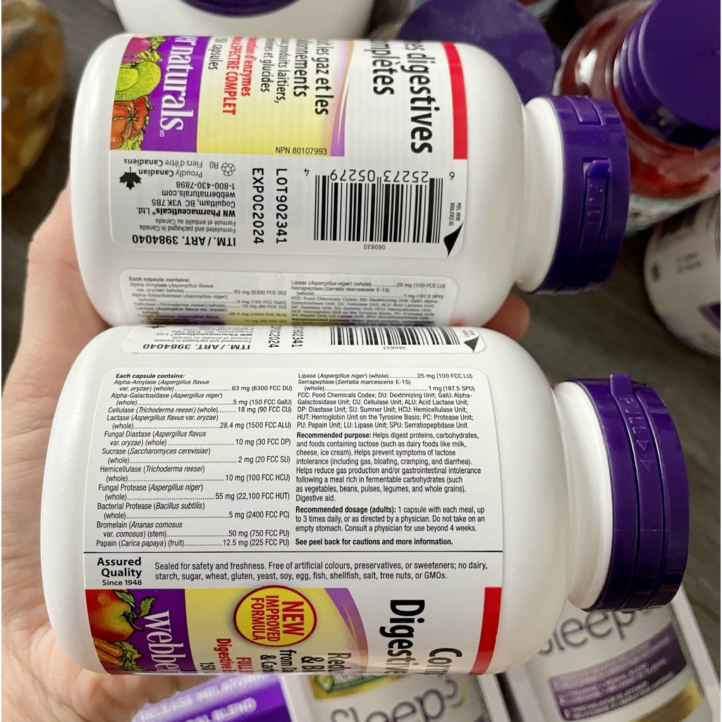 Viên uống hỗ trợ tiêu hoá Complete Digestive Enzymes Webber Naturals 150v; hsd 2027